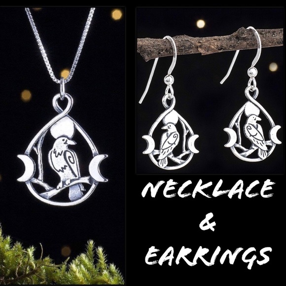 ❤️ NIB .925 Raven Moon Necklace Set - Picture 2 of 5